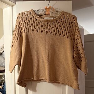 ✨ Wol Hide x Free People Loose-Lace Pullover Sweater – Sand S/M ✨